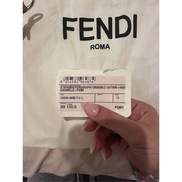 Crocodile leather brown and silver Fendi Nano bag new never used - Picture 11 of 11